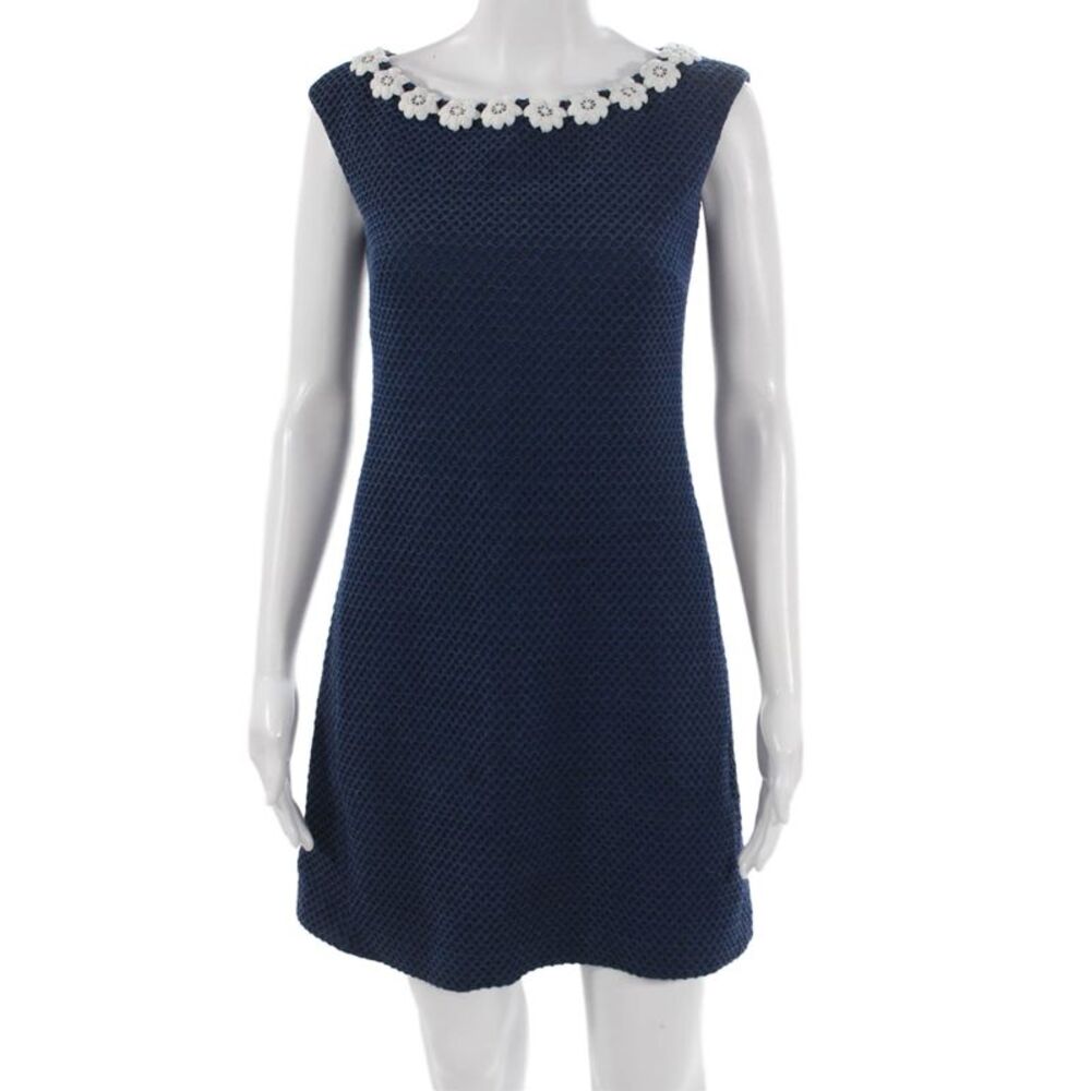 Boutique Moschino Women Shift Dress Sleeveless Blue Cotton Knee Length Size 40